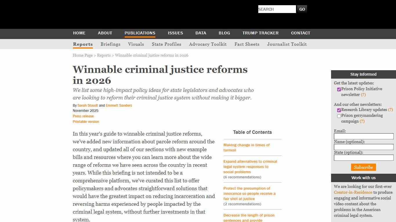 Winnable criminal justice reforms in 2026 Prison Policy Initiative